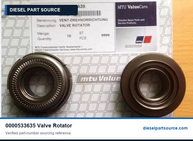 MTU 396 Parts | 0000533635 | VALVE ROTATOR