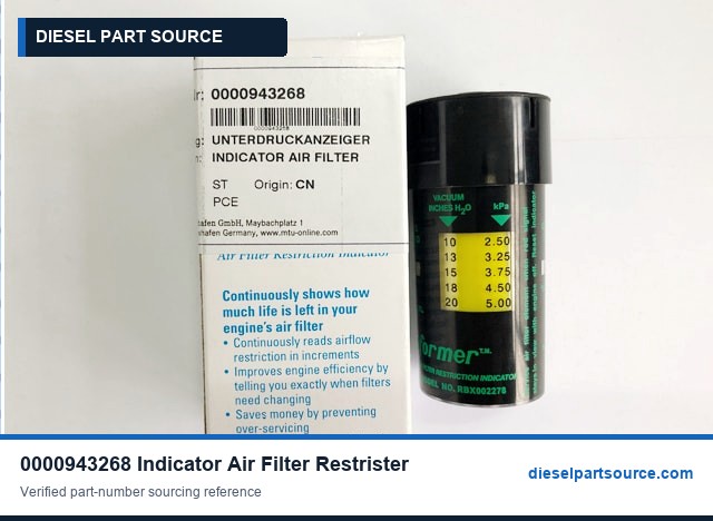 MTU 2000 Parts | 0000943268 | INDICATOR AIR FILTER RESTRISTER