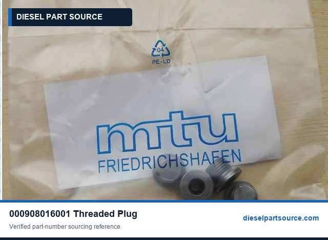 MTU 396 Parts | 000908016001 | THREADED PLUG