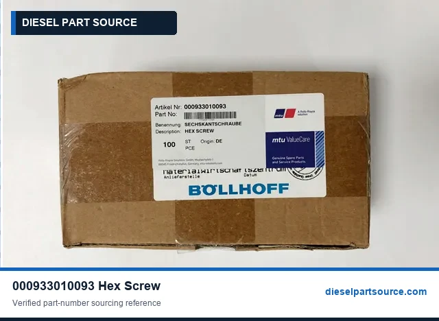 MTU 956/1163 PARTS | 000933010093 | HEX SCREW