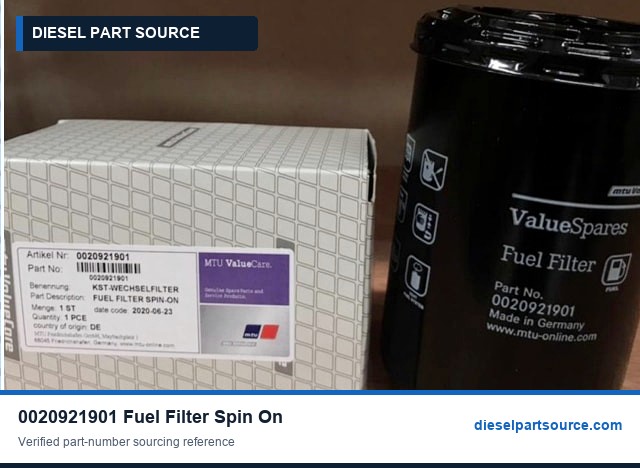 MTU 2000 Parts | 0020921901 | FUEL FILTER SPIN-ON