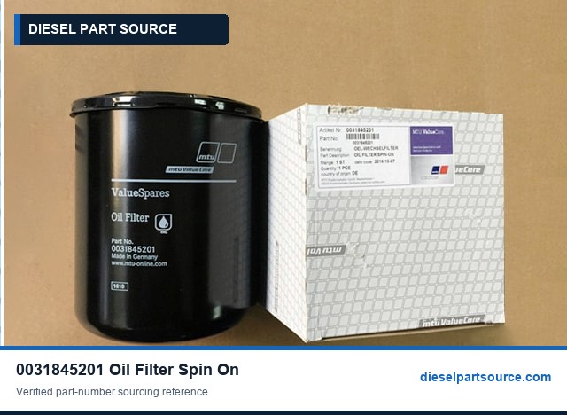 MTU 2000 Parts | 0031845201 | OIL FILTER SPIN-ON