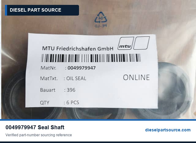 MTU 396 Parts | 0049979947 | SEAL SHAFT