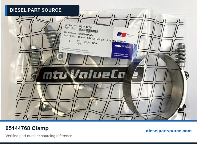 MTU 2000 Parts | 05144768 | CLAMP T-BOLT HOSE 2 15/16 MIN W/SPCR