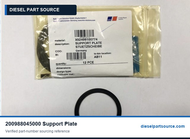 MTU 595 Parts | 200988045000 | SUPPORT PLATE
