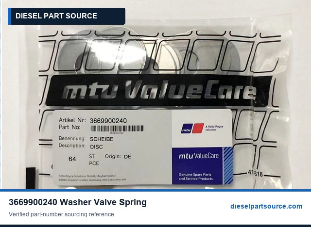 MTU 2000 Parts | 3669900240 | WASHER VALVE SPRING