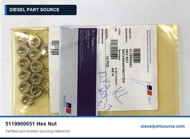 MTU 396 Parts | 5119900051 | HEX NUT