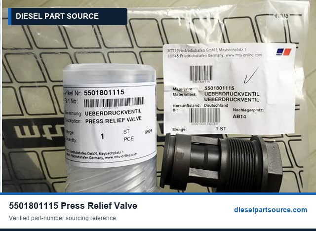 MTU 396 Parts | 5501801115 | PRESS RELIEF VALVE