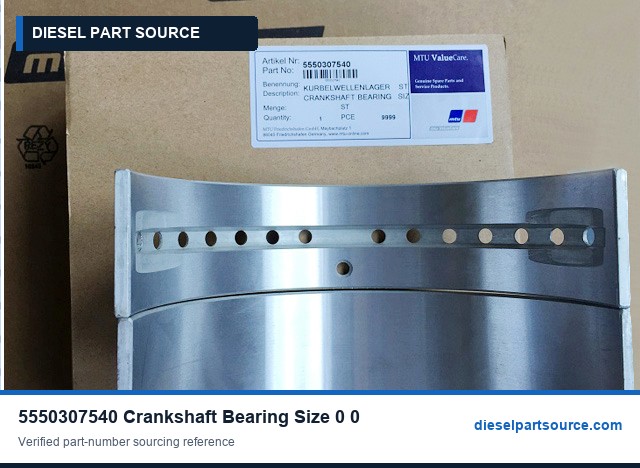 MTU 396 Parts | 5550307540 | CRANKSHAFT BEARING SIZE 0-0