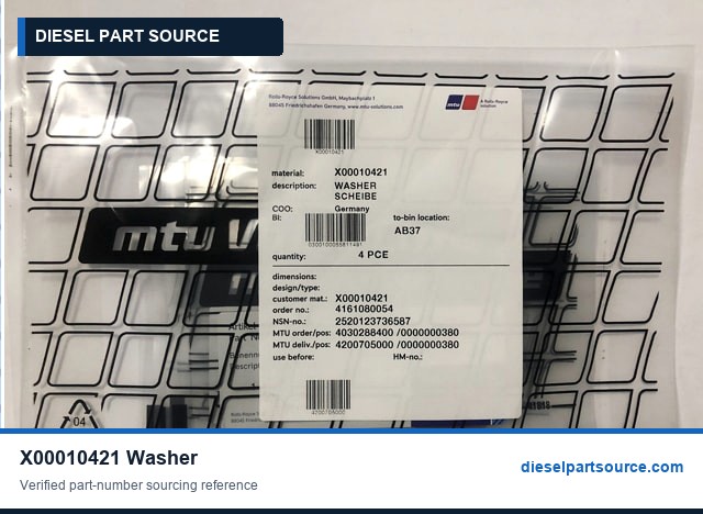MTU 2000 Parts | X00010421 | WASHER