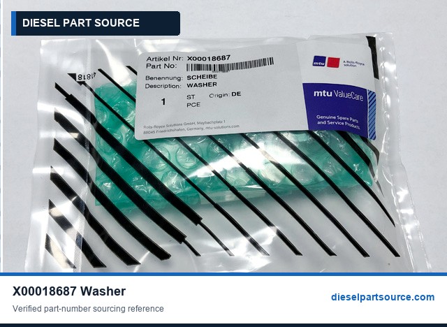 MTU 396 SPARE PARTS | X00018687 | WASHER