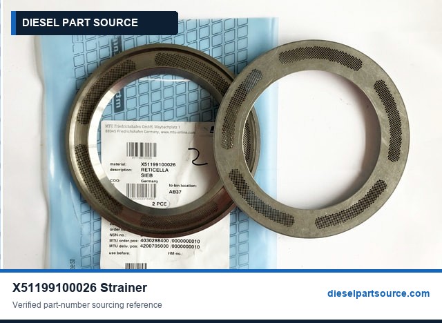 MTU 2000 Parts | X51199100026 | STRAINER