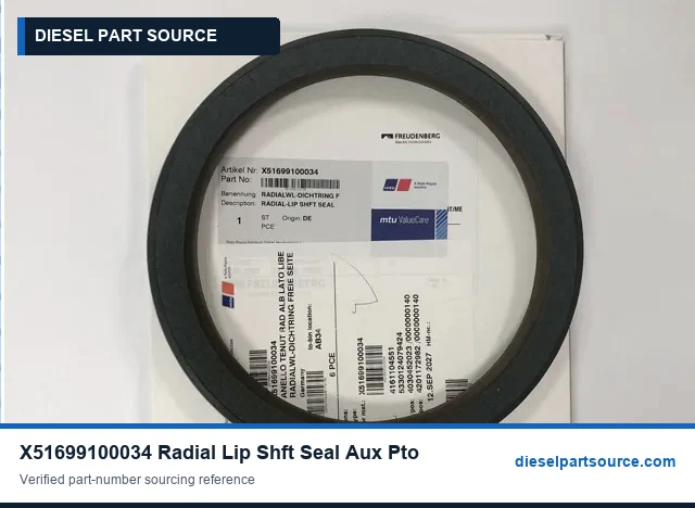 MTU 2000 PARTS | X51699100034 | RADIAL-LIP SHFT SEAL AUX PTO END (KGS)