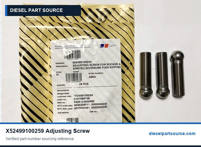 MTU 4000 Parts | X52499100259 | ADJUSTING SCREW FOR ROCKER ARM